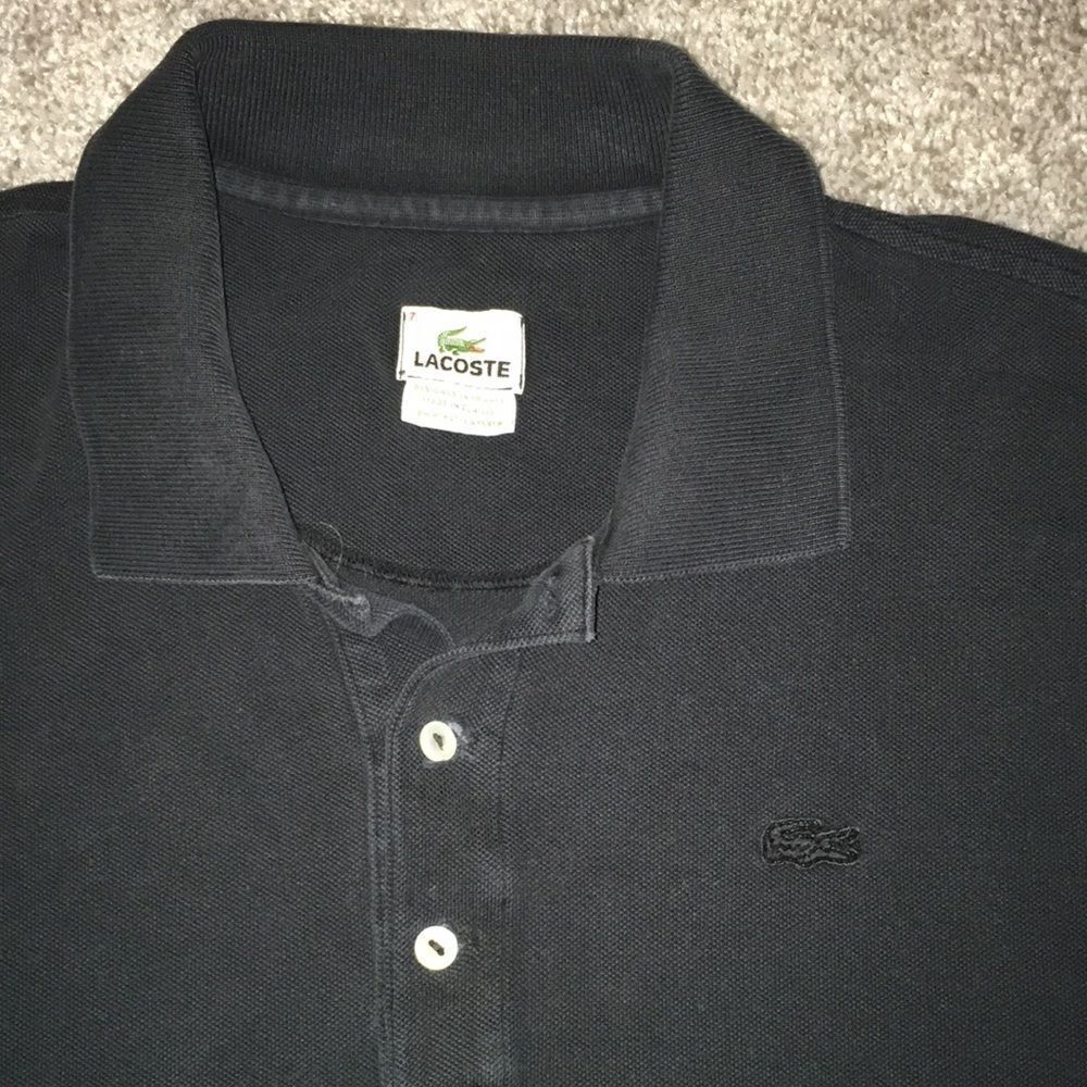 All black alligator Lacoste vintage style golf polo shirt men’s 7 XL